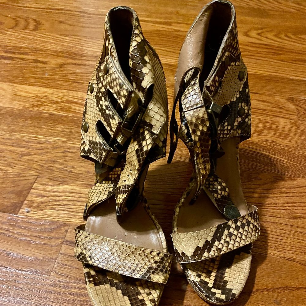 Sigerson Morrison real snake skin sandals with heel; 8 1/2, platform bottom